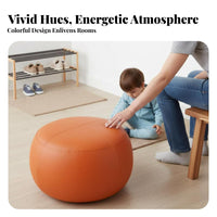 Cute Design Strawberry-Shaped Ottoman Cartoon Design Round Padded Ottoman Soft Padding Small Stool Multi-Functional for Children, Toddlers, Living Room, Entryway, Playroom, Bedroom