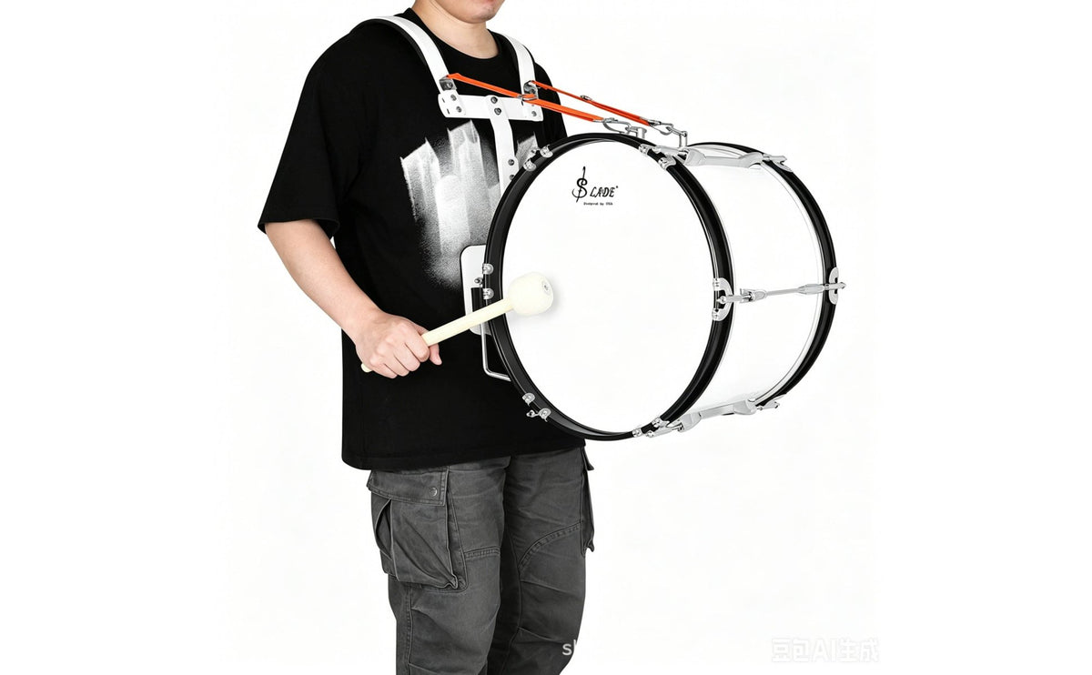 Comfortable 16 Inch Marching Bass Drum Adjustable Straps Marching Band Bass Drum Sturdy Easy to Carry for Students, School Procession, Outdoor Performance