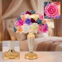 Floral Lamp with Rose Petal Shade Pink Flower Dome Table Lamp Elegant Warm for Bedroom, Living Room