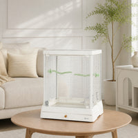 Bird Cage with Perches Wire Mesh Glass Bird Cage Front-Opening Birdcage for Parrots, Home Aviaries