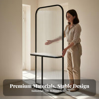 Light-Diffusing Fluted Glass Room Divider Space-Saving Freestanding Glass Partition Lightweight Freestanding Room Partition Rounded Corners for Homeowners, Interior Designers, Office Workers, Entryway, Bedroom, Studio Apartment, Events