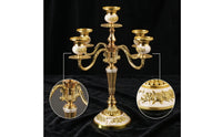 5-Arm Candelabra Ornate 5 Arm Candelabra Weighted Candle Holder Centerpiece for Event Planners, Brides, Wedding, Dining Table, Mantel
