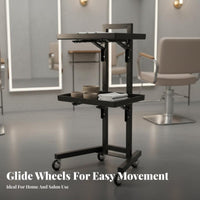Stainless Steel Salon Trolley Space-Saving Foldable Salon Trolley With Wheels Rolling Hairdressing Cart for Hairstylists, Barbershop, Barber Shop, Spa