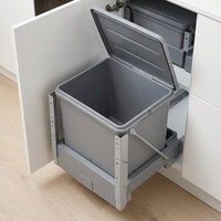 Trash Bin, Sorting Kitchen Trash Bin, Drawer Type, Pedal Operated, Matte Gray, Plastic, With Lid, Hygienic Under-Sink Storage