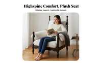 French Retro design Wooden Frame highrear chair Removable and cleanable Cover Upholstered Armchair Highrear Support Lounge Seating Minimalist Design for Guesthouse Owners, Interior Designers, Homeowners, Living Room, literary corner, Bedroom, Office