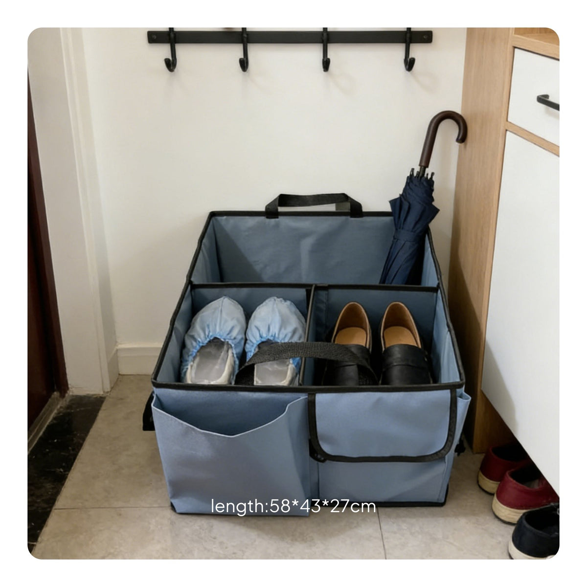 With Cooler Collapsible Car Trunk Organizer Adjustable Compartments Car Boot Organiser Large Capacity Multi-Compartment Trunk Storage Bag Sturdy Handles for Grocery Shopping, Road Trips, Camping, Picnics