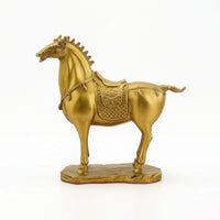 Horse Figurine with Saddle Carved Brass Horse Statue Collectible Ornament for Desk