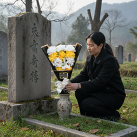 Artificial Chrysanthemum and Lily Bouquet for Tombstone Decoration
