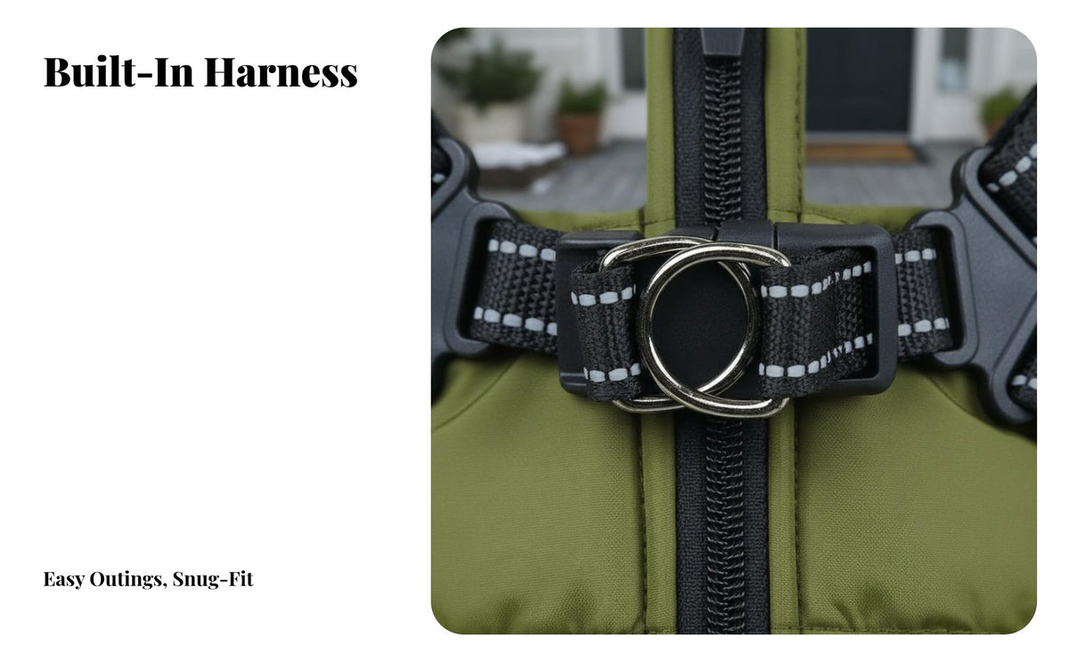 Padded Harness Vest Waterproof Dog Coat Warm Pet Apparel for Young Dogs, Feline Owners, Cold Weather, Outdoor, Outdoors