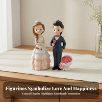 Creative Design Bride and Groom Figurine Detailed Craftsmanship Newlywed Couple Figures Cute Cartoon Design for Anniversary, Bridal Shower