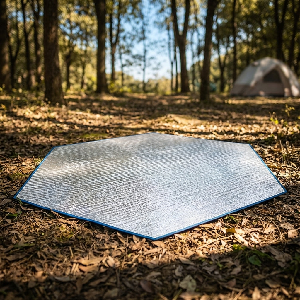 Camping Mat and Sleeping Mat for Tents, Hexagonal Floor Mat with Stakes and Storage Bag, Heavy Duty Ground Sheet, Waterproof Awning Carpet
