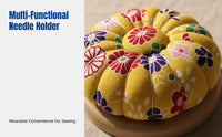 Sewing Pad, Pumpkin Shape, Firm Wood Base, Multi-Use Needle Holder, Wrist Pin Cushion