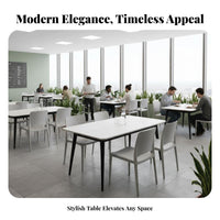 Easy to Clean Rectangular Table and Chair Set Scratch Resistant Rectangular Table with 4 Chairs Long-Lasting Construction Cafeteria Furniture Strong Load-Bearing for School Administrators, Apartment Dwellers, Cafeteria, Food Court, Employee Dining Room