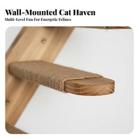 Space Saving Cat Wall Furniture Solid Wood Wall Mounted Cat Shelves Easy to Install Pet Supplies Sturdy for Indoor Cats, Apartment Dwellers, Small Homes, Living Room, Bedroom, Home