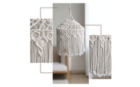 Macrame Lampshade Cotton Rope Macrame Lamp Shade Lampshade with Tassels Pendant Boho Light Shade Openwork for Bedroom