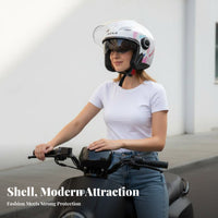 Electric Bike Helmet 3C Certified Unisex Half Helmet with Visor Warm Thermal Lining Shielded Headwear for Women, Men, Four-Season, Winter