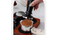 7 Pieces Wooden Espresso Tamping Station Solid Tamping Base with Slots Square Coffee Tool Storage Block Anti-Slip for Home Kitchen
