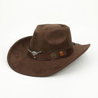 Suede Cowboy Hat Creased Crown Cowboy Hat with Concho Western Classic for Men, Festivals, Concerts