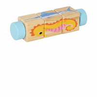 kids Block Puzzle Cognitive Rotating Puzzle Portable Wooden Shape-Matching Game for Little Ones