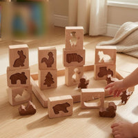 Wooden Animal Puzzle Tray Smooth Edges Shape-Matching Game Open-Ended Play Wooden Animal Puzzle