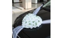 Wedding Car Decoration Set Artificial Flowers Wedding Car Flower and Ribbon Kit Universal Fit Picture-Perfect for Newlyweds