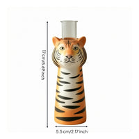 Striped Finish Tiger Vase Clear Neck Tiger Head Vase Compact Hydroponic Plant Holder Tabletop