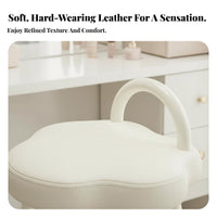 Soft Padded puffShaped Vanity Chair Compact Design Upholstered Makeup Seat Sturdy Construction Household Furniture Ergonomic Shape for Women, Girls, Students, Bedroom, Dressing Room, Nail Salon