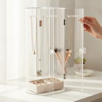 Dustproof Acrylic Jewelry Organizer with Door for Necklaces, Earrings, and Bracelets