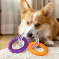 Interlocking Ring Toy with Rope Rubber Ring and Rope Tug Toy Interactive for Dogs, Young Dogs, Chewing, Indoor Play, Training