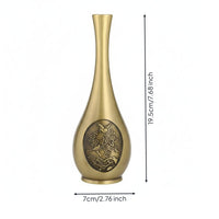 Chinese Design Brass Vase Golden Finish Engraved Brass Vase Compact Size Home Decor for Tabletop, Living Room