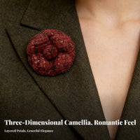 Tweed Camellia Brooch Classic Design Camellia Flower Lapel Pin Elegant Handmade Tweed Flower for Bridesmaids, Parents, Formal Events, Parties, Gifting