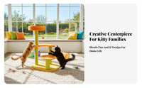 Scratching Posts Orange-Themed Feline Tree Allall-Comprehensive Multi-Level Feline Tree Fruit Design Pet Furniture Comfortable Rest Areas for Kitten Owners, Apartment, Living Room, Indoors, Home