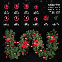 Christmas Vine Snowflake Decoration, PVC Hanging Ornament, 270CM Red-Gold Vine