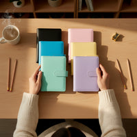 6 Pieces A6 Binder with Pockets Leather-Look Refillable Notebook Binder Loose-Leaf Notebook Reusable Refillable Journal Compact