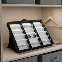 18 Slot Sunglasses Display Case Large Capacity 18 Slot Sunglasses Organizer Dust-Resistant Cover Eyeglasses Display Case for Retailers, Collectors