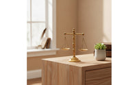 Iron Balance Scale Ornament Gold-Toned Balance Scale Ornament Elegant Decoration for Tabletop, Office, Study