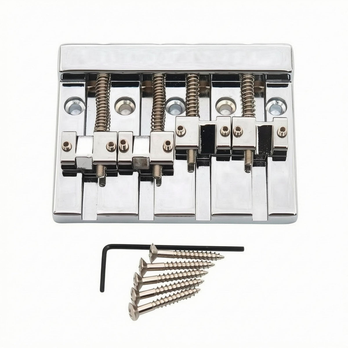 4 String Bass Bridge Spring Adjusted Saddles Metal Bass Bridge Polished