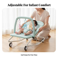 Foldable Design Convertible Baby Bouncer Removable and Washable Cover 3-in-1 Convertible Chair Adjustable Recline Infant Seat Detachable Toy Bar for Newborns, Infants, Toddlers, Naptime, Playtime, Bedroom, Living Room