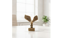 Brass Avian Sculpture Figurine Antique-Style Eagle Figurine with Rectangular Base Small for Collectors, Tea Lovers, Office Desk, Bookshelf