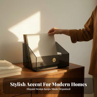 Vinyl Record Storage Box Retro Design Wooden LP Display Rack Large Capacity Wooden LP Storage Box for Audiophiles, Bookshelf