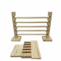 Natural Wood Wooden Bunny Jump Bar Tool-Effortless Assembly Adjustable Rabbit Hurdle Sturdy & Long-Lasting Small Pet Training Jump Promotes Healthy Exercise for Beginners, Indoor