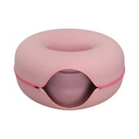 Zippered Cat Tunnel Bed with Zipper Structured Donut Cat Bed Private Hideaway Supportive for Cats, Small Pets