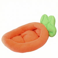 Carrot-Shaped Pet Bed Washable Cat Bed with Cooling Mat Soft Animal Lounger for Young Dogs, Kittens, Indoor, Living Room