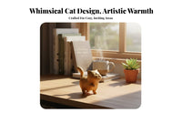 Carved Cat Figurine Birthday Gift Sweet-Smelling Lumber Cat Statue Solid Wood Wooden Kitten Statue for Shelf Decor