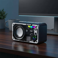 Transparent Mecha Speaker TF Card Support Mecha Design Speaker 3D Surround Sound Portable RGB Sound System for Enthusiasts, Desktop