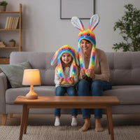 Moving Ear Hat Parent-Child Style Soft Hat with Moving Ears Entertaining Present Novelty Headwear for Kids, Girls, Parties, Costume Events