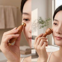Handheld Facial Massager with Brass Beads Multi-Purpose Wooden Massage Tool Natural Wood Wooden Facial Massager Gentle for Scraping