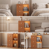 Storage Cabinet with Drawers Compact Wooden Cabinet with Shelves Space-Saving Furniture for Bedroom, Living Room, Small Apartment