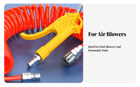 Self-Retracting PU Coiled Air Tube High Pressure Resistant Spiral Pneumatic Hose Flexible for Auto Repair, Garage, Workshop