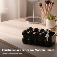 Elegant Design Fluted Storage container Space Saving Brush Holder Sturdy and hard-wearing Desktop Organizer Multi-Functional for Makeup Users, Home Decor lovers, Office Workers, Vanity Table, Bathroom Counter, Desk, School
